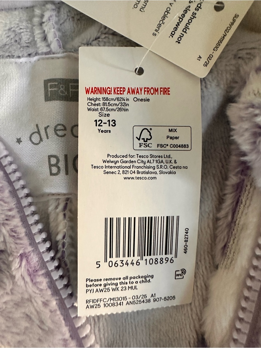 F&F Star sleep onesie, size 12-13 - Picture 4 of 4